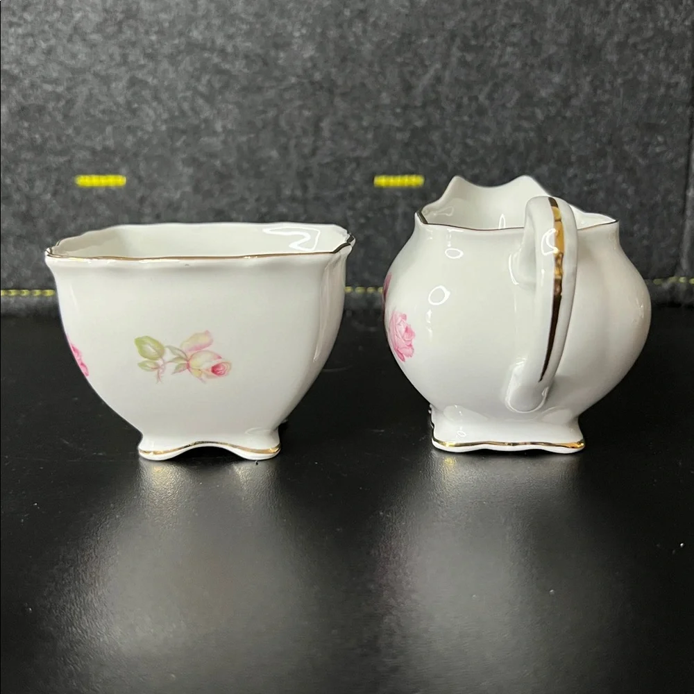 Vintage Schumann Arzberg Germany Antique‎ Rose Creamer & Open Sugar Bowl